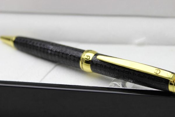 

бесплатная доставка ! ! aigner роскошная ручка черный золотой клип письмо резьба металлическая шариковая ручка черная деревянная коробка, Blue;orange