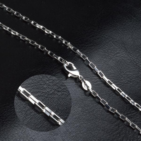 

silver box chain necklace for men women fashion jewelry 2mm 16-24 inch rectangle chain necklaces collier bijoux gifts bijoux