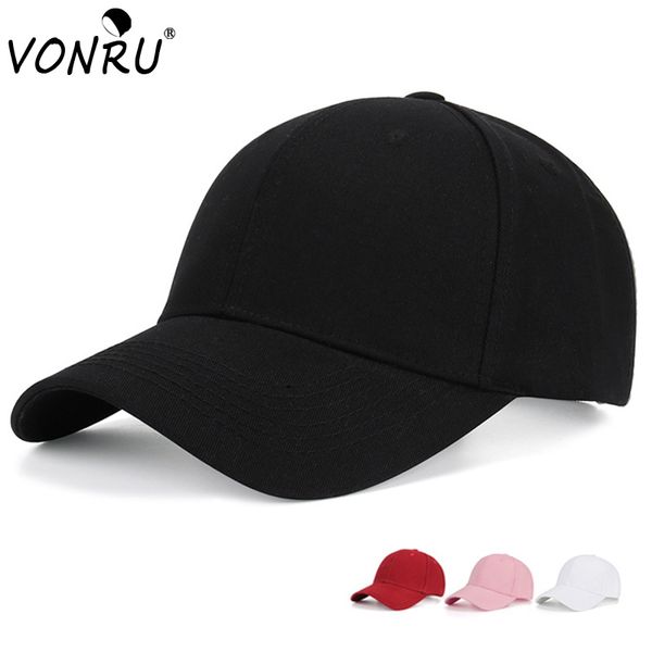 

vonru new spring cotton cap solid black baseball cap snapback hat summer hip hop fitted adjustable hats for men women, Blue;gray