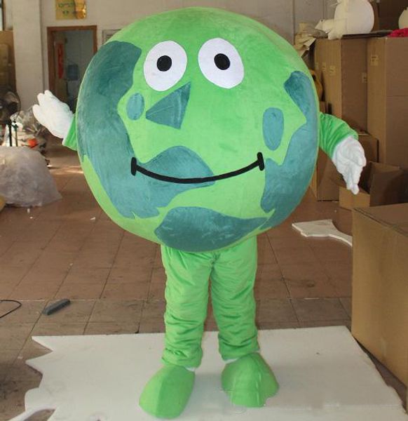 

2018 brand new green world earth mascot costume for to wear, Red;yellow