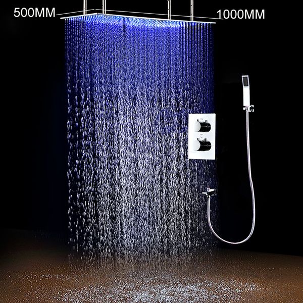 

современная ванная комната душевой набор термостатический светодиодный душ 500x1000 большой душевая панель панели массаж дождя + ручной душ