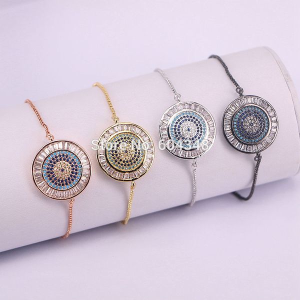 

10pcs zyunz jewelry women bracelet fashion chain bracelets charm micro pave cz zircon eyes bracelet for women gift, Black