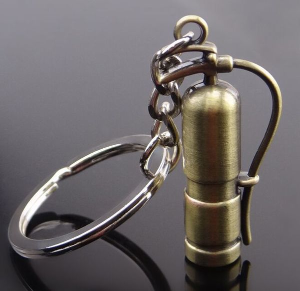 

new creative 3d fire extinguisher metal keychain exquisite keyring car keyfobs accessories promotional gift, Silver