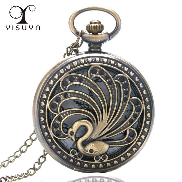 

vintage quartz peacock pocket watch for women lady girl gifts unique peacock retro style hollow beauty with necklace chain, Slivery;golden