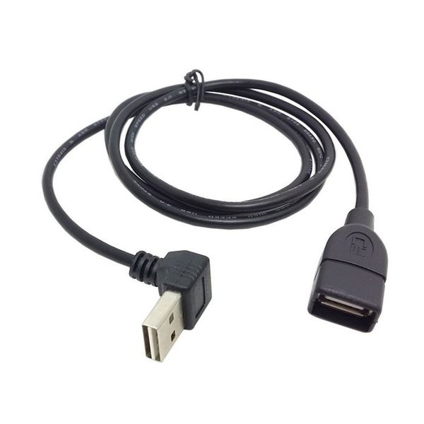 

10pcs/lot 2 in 1 combo up + down angle 90 degree usb 2.0 a male to female m/f extension cable 1m