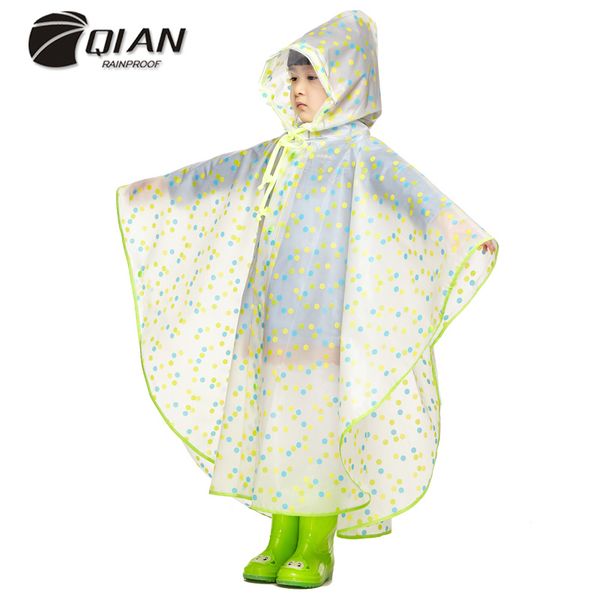 

qian impermeable hood children eva raincoat eco-friendly lovely kids waterproof rain cloak school tour rainwear rain coat poncho