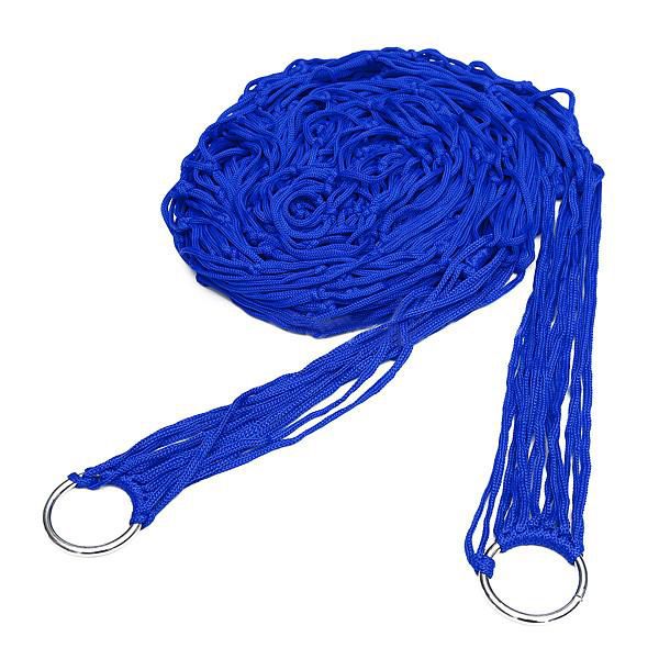 

blue nylon hammock hanging mesh net sleeping bed swing outdoor camping travel