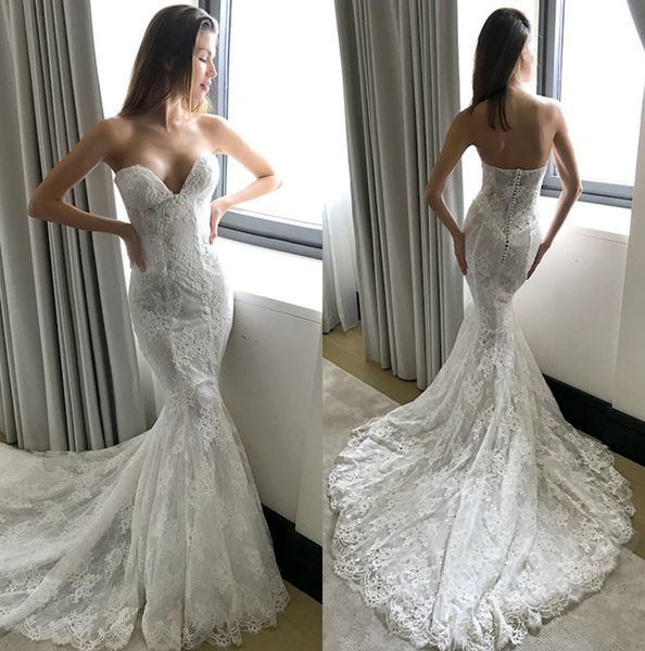 

pallas couture русалка свадебные платья 2020 милая кружева аппликации свадебные платья backless платье венчания пляжа платье сшитое, White