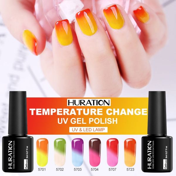 

huration temperature change color gel polish varnishes 8ml soak-off uv chameleon nail uv led lamp gel lak nails lacquer art, Red;pink