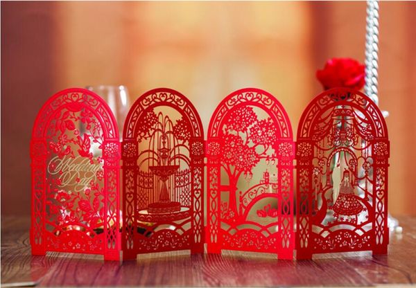 

3d castle chinese wedding invitation cards,luxury laser cut invitations card party kits convite, 100pcs, express shipping