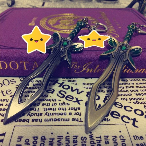 

dota2 game butterfly sword weapon bronze key ring metal keychain boys gift t89