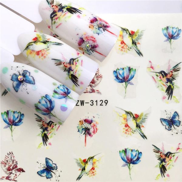 

zko 1 sheet nail stickers water transfer sticker butterfly / lotus designs nail art slider manicure decoration, Black