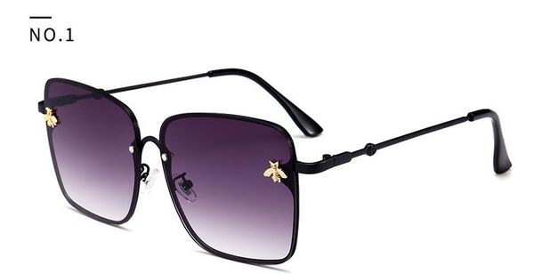 

2018 new metal box bee decorative sunglasses men and women fashion personality classic designer glasses, White;black