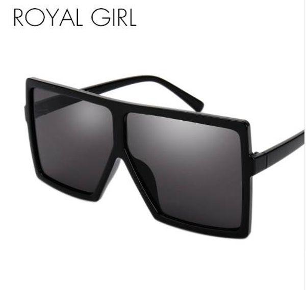 

royal girl oversize square sunglasses women flat fashion wholesale fashion male oculos gafas eyewear ss275, White;black