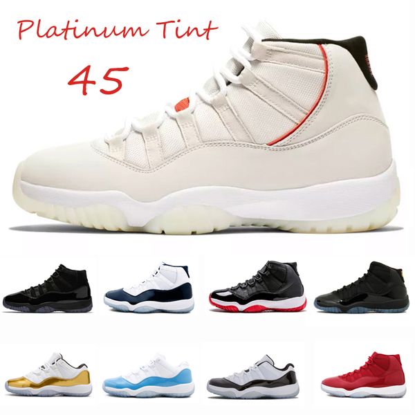 

wholesales 11 11s new platinum tint basketball shoes men womens navy gum concord bred gamma blue space jam sports trainer sneaker size 36-47