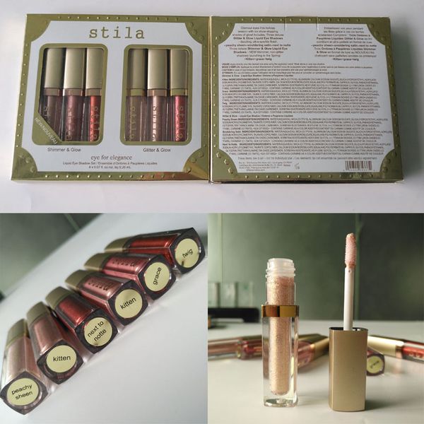 

бесплатная доставка dhl новый макияж глаз для элегантности набор мерцание блеск жидкие тени для век 6 шт путешествия тени для век набор пали