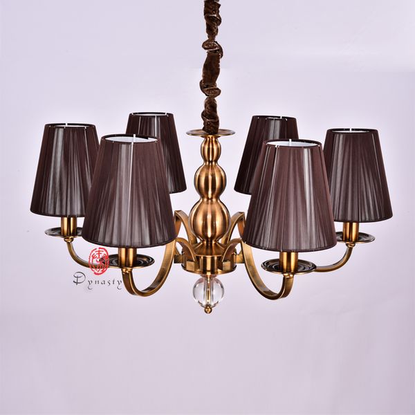 

dynasty elegant noble chandelier luxurious american style hanging antique copper brass fixture fabric shape foyer cafe l ship