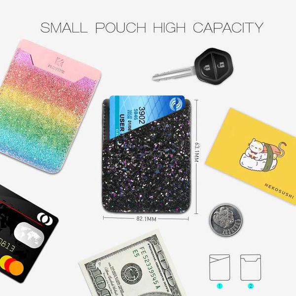 

floveme multi-functions cellphone sticker fashionable pu leather cellphone stickers wallet card holder cellphone pouch