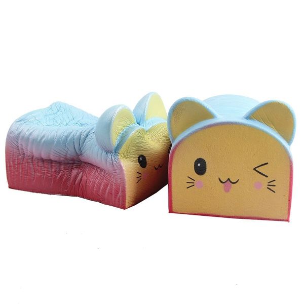 

pu slow rebound rainbow color cat head bread slow rebound decompression toys