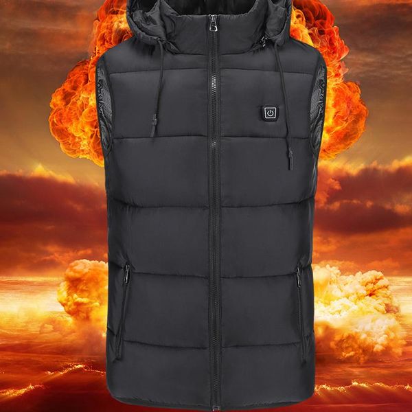 

three temperature control heated vest lightweight usb intelligent rechargeable heating warm waistcoat sports heating vest, Black;blue