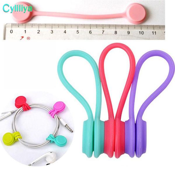 

Multifunction magnet ilicone earphone headphone cord winder u b cable holder trap magnetic organizer gather clip colorful