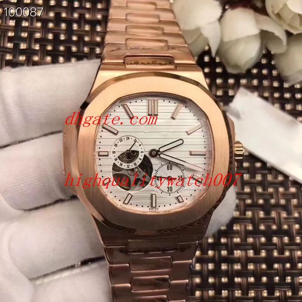

5 style excellent watch skeleton nautilus moving series mechanical transparent 18k rose gold stainless steel automatic men, Slivery;brown