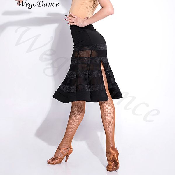 

latin dance skirt half perspective dance costumes woman sumba skirts hipping, Black;red