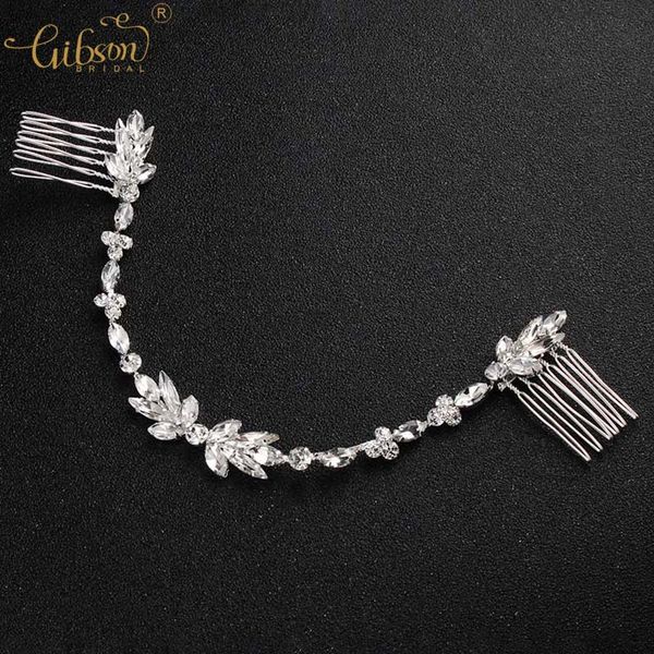 

hairpin wedding hair accessories rhinestone chain bridal comb women headwear jewelry dress hair side comb, Golden;white