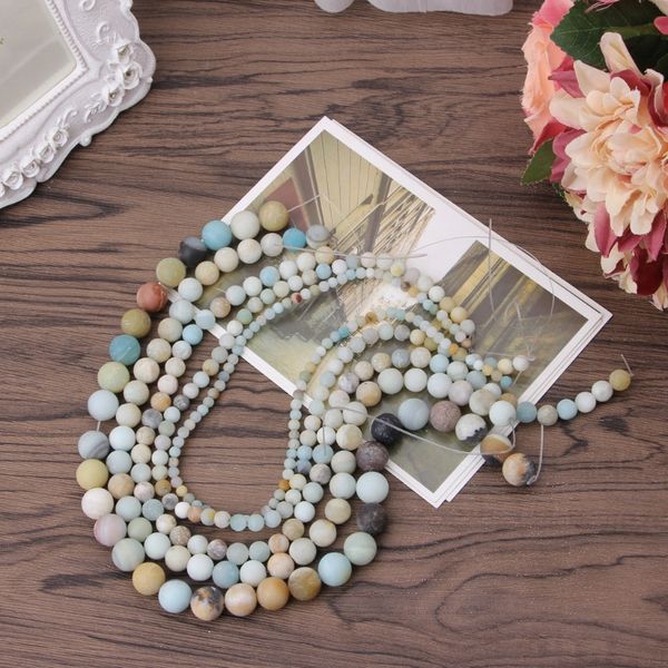 

4mm 6mm 8mm 10mm manatural amazonite stone loose beads jewelry 1 string, Black