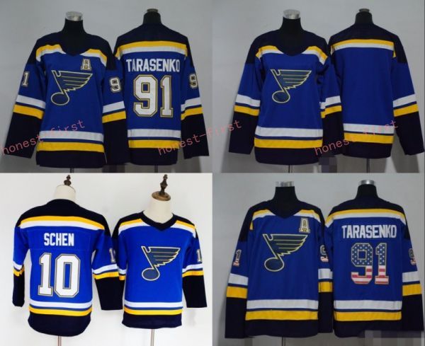 

Men Women Youth Kids St. Louis Blues 91 Vladimir Tarasenko 10 Brayden Schenn Blank Blue Jerseys All Stiched Hockey Jersey Boy Girls