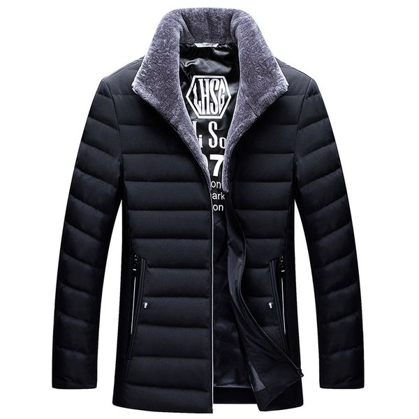 

2017 winter jackets and coats thick warm fashion casual handsome young men parka fit snow cold velvet down jacket warm quality, Black