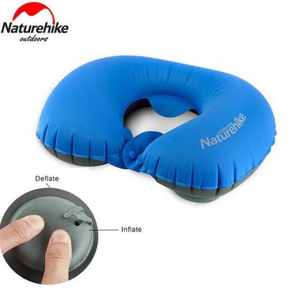 

naturehike outdoor manually inflating u shape pillow new hand press portable soft neck headrest camping travel pillow