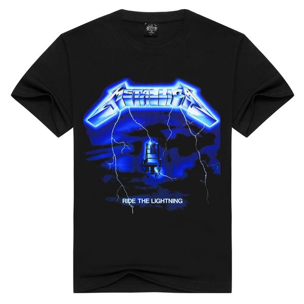

Men/Women Rock band Metallica t shirt ride the lightning tshirts Summer Tops Tees T-shirt Men Thrash Metal t-shirts Plus Size