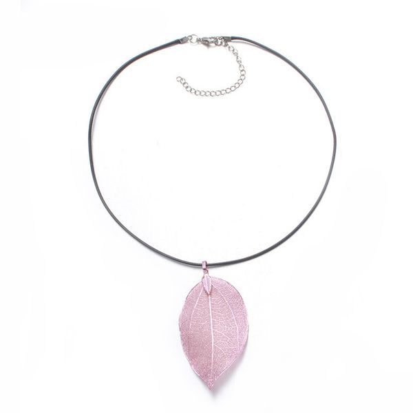 

femme collier 2017 new pink women special leaves leaf sweater pendant necklace ladies long chain jewelry statement, Golden;silver