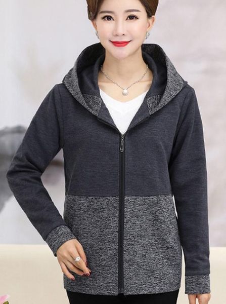 

mother wears spring coat 2018 new style long sleeved hooded jacket, Black;brown
