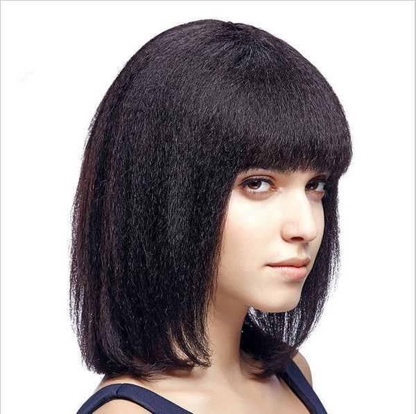

new arrive human virgin brazilian hair lace front wigs kinky straight natural black color soft baby hair