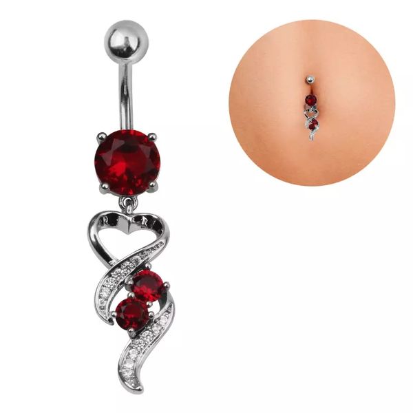 Sexy Crystal Dangle Anel de Navegação Botão Anéis Barriga Nazel Cirúrgica Aço Cirúrgico Anel de Aço Barras Corpo Jóias Piercing Barbell