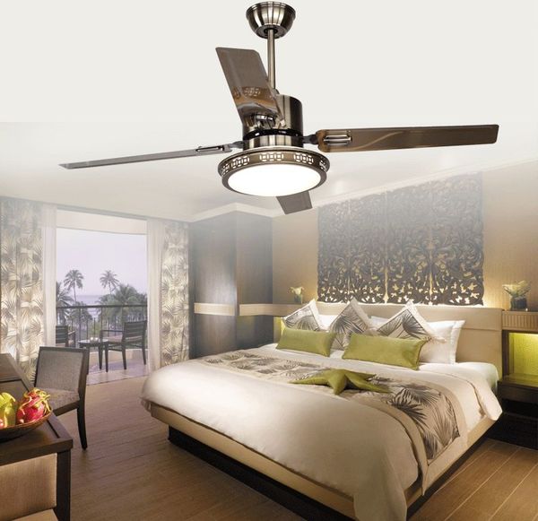 

48inch ceiling fan chandelier lights led bedroom ceiling lamp fan light minimalism modern remote control fan stainless steel blades