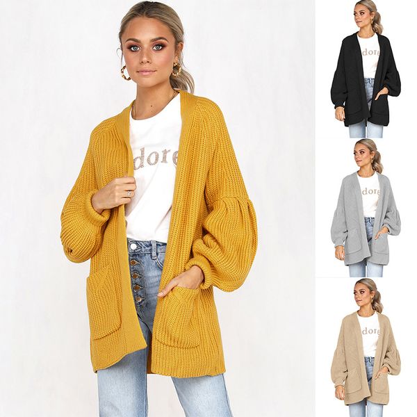 

the new 2018 europe and america amazon wish qiu dong coat four color hubble-bubble sleeve bags of cardigan sweater, White;black