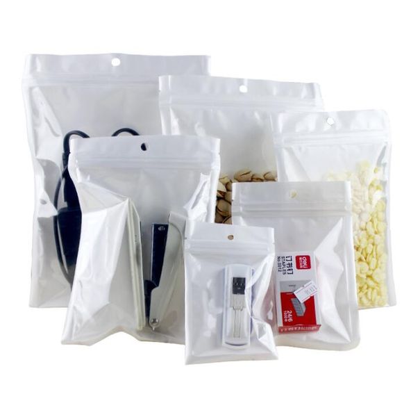 Wasserdichte weiße Perlenkunststoff-Poly OPP-Verpackungs-Reißverschluss-Reißverschluss Einzelhandelspakete Schmuck Lebensmittel PVC-Kunststoff-Süßigkeiten-Einzelhandel-Ventil-Packtasche