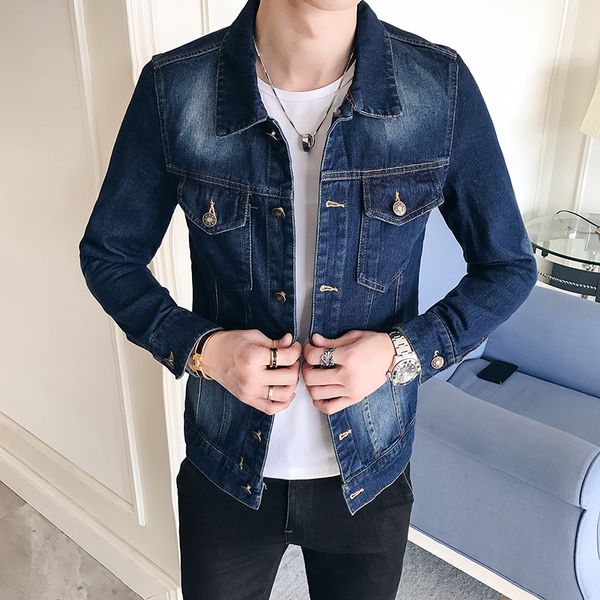 

2018 autumn blue men long-sleeved denim jackets large size s-5xl fashion casual coats male, Black;brown