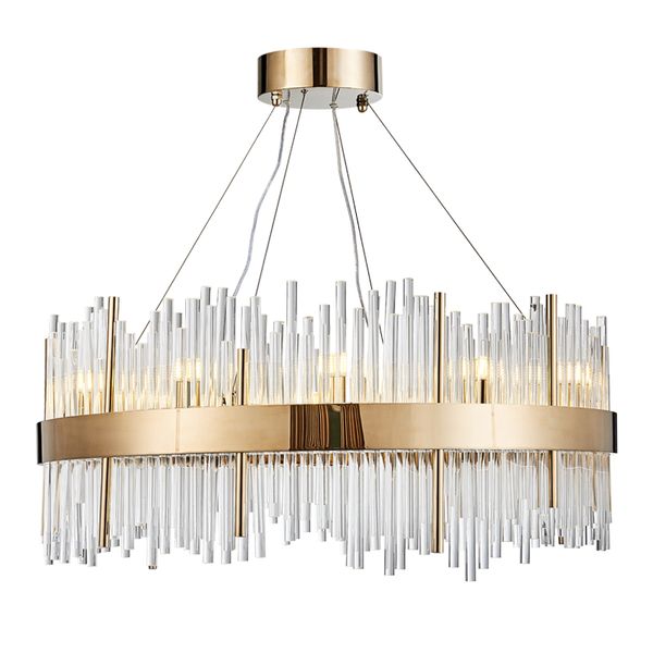 

Modern Crystal Round light Chandelier Simple Project Villa Club American New Classical Creative Living Room Restaurant Duplex Chandelier