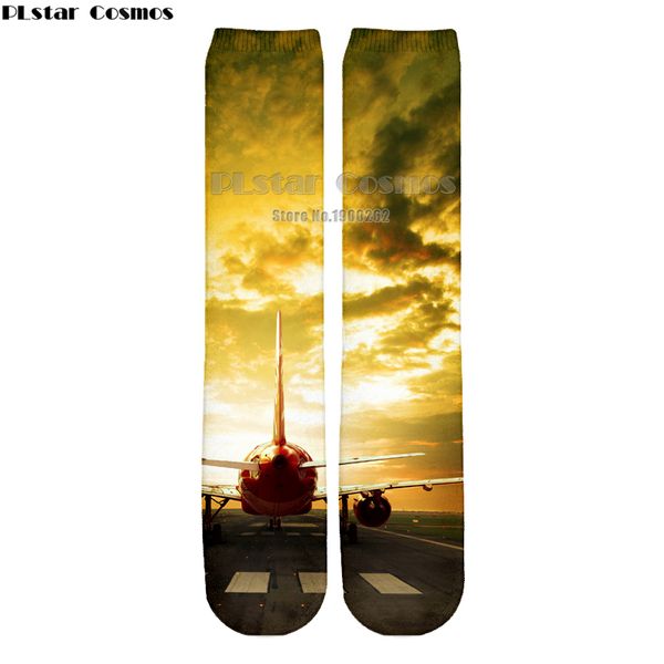 

plstar cosmos new 3d socks aircraft sky landscape 3d high socks men women drop shipping, Black