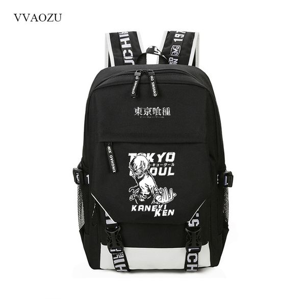 

tokyo ghoul schoolbag cartoon kaneki ken casual back pack usb charging large capacity bagpack for for teenagers male