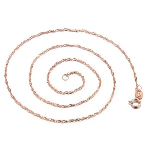 

розовое золото покрытием воды волны цепи цепи ювелирных изделий выводы 1.6 мм 18 дюймов звено цепи ожерелье ювелирные изделия для женщин, Silver