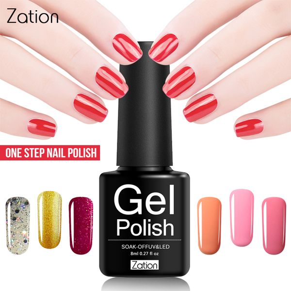 

zation gel paint uv colorful one step nail varnish manicure decoration 3 in 1 gel polish no bace coat nail art design, Red;pink