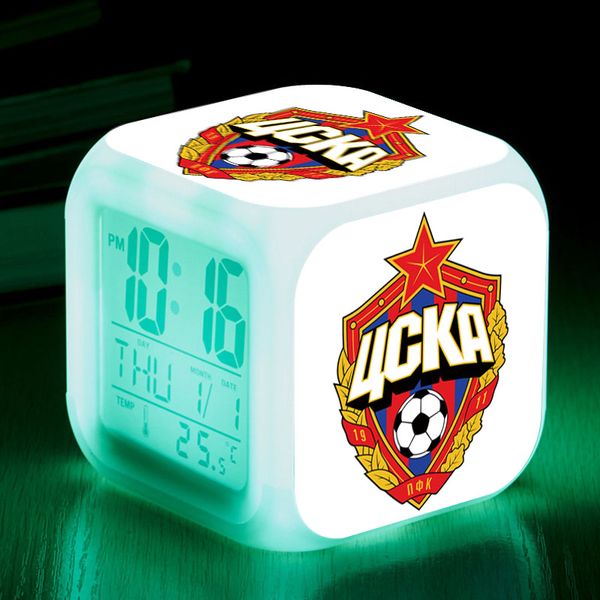 

led alarm clock pfc cska moscow digital clocks russia soccer team reveil projection electronic desk clock luminous lamp