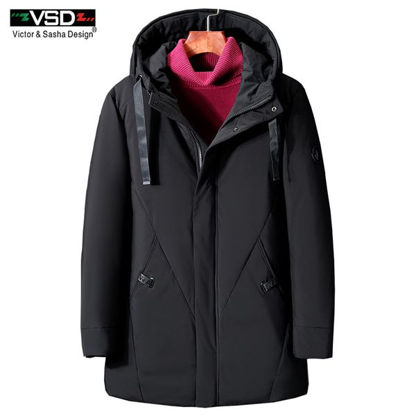 

vsd new warm winter duck down slim jacket for man hooded collar coat men's parkas winterjas heren daunenjacke windbreaker vs8806, Black
