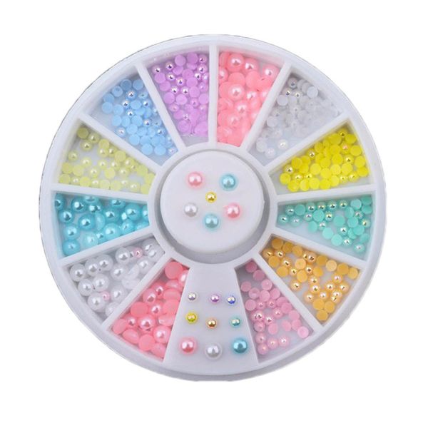 

1 box candy color pearl gemstone acrylic manicure nail art decoration, Silver;gold