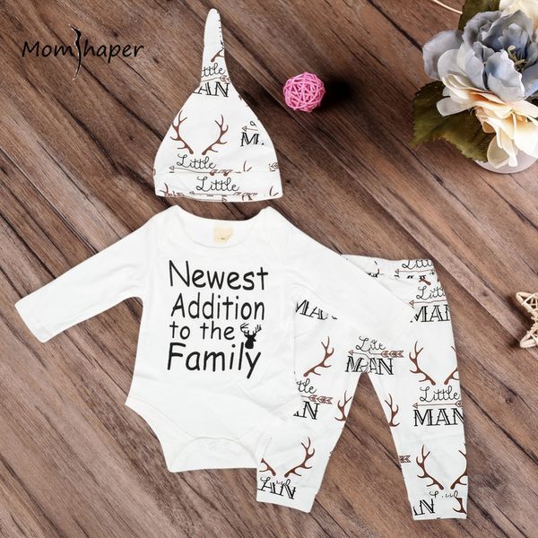 

baby girl clothes 3pcs sets newborn baby boy clothes cotton rompers pants babies hat new born christmas halloween costume, White